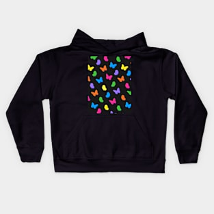 Multi Colour Butterflies with Black Background Kids Hoodie